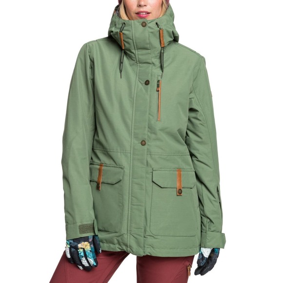 Roxy Andie Full Zip Parka, Women's Size L - Bronze Green